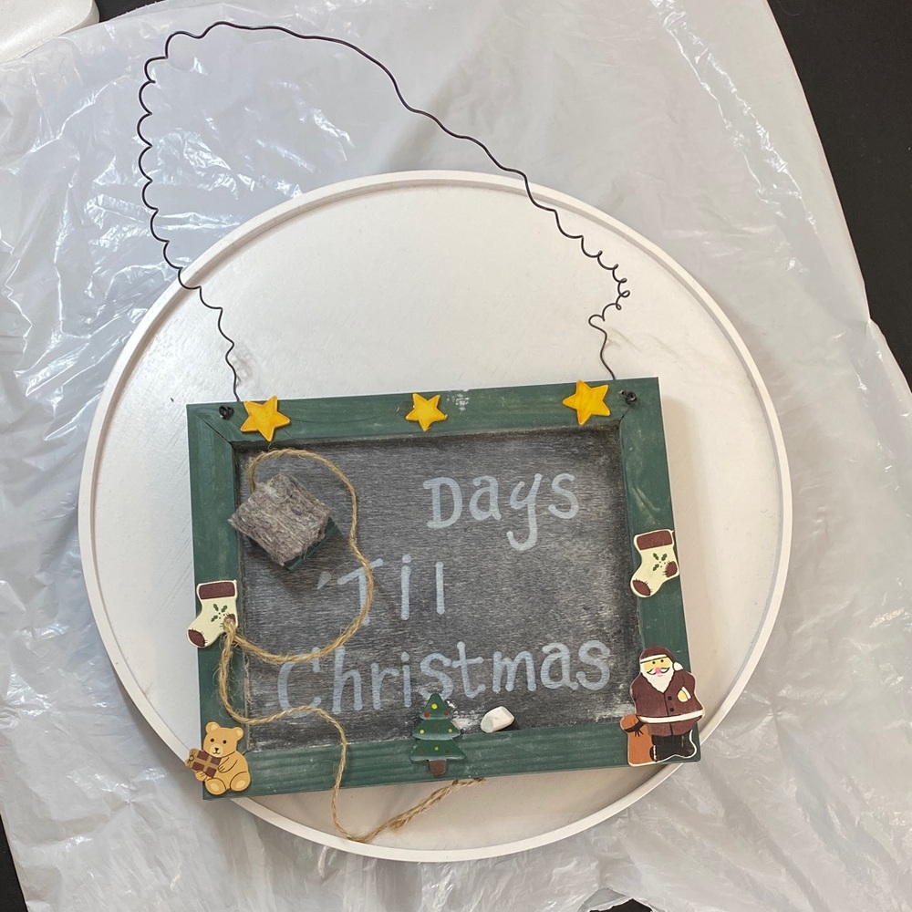 4 for $25 Vintage Christmas Countdown Chalkboard with Wooden Green Frame, Eraser
